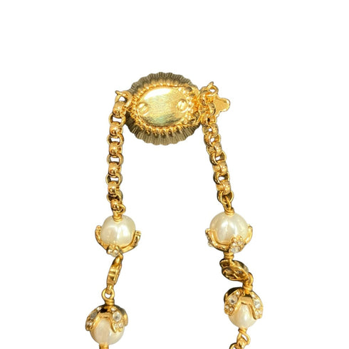 Pendant Necklace Gold and Rhinestone