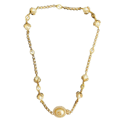 Pendant Necklace Gold and Rhinestone
