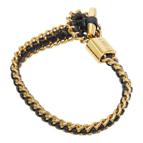 Leather Bracelet Black and Gold