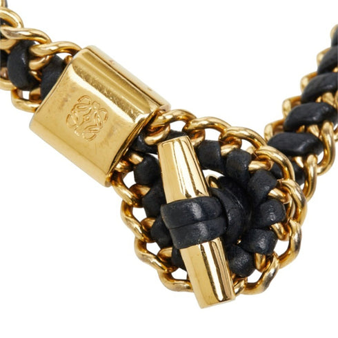 Leather Bracelet Black and Gold