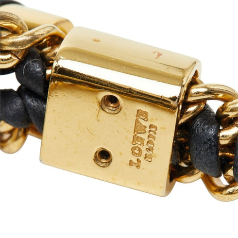 Leather Bracelet Black and Gold