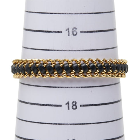 Leather Bracelet Black and Gold