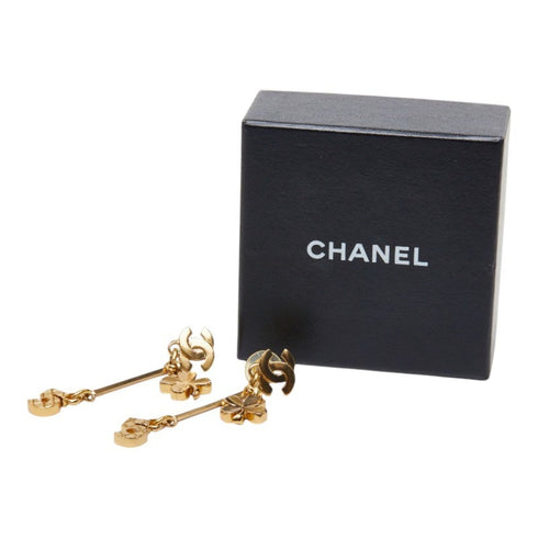CC Logo Stud Clover Earrings Metal Gold-Tone Metal