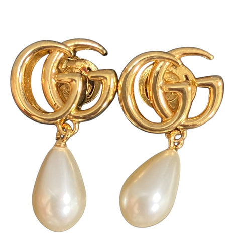 Earrings Pearl Gold-Tone Metal