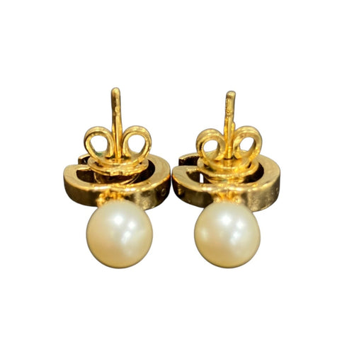 Earrings Pearl Gold-Tone Metal