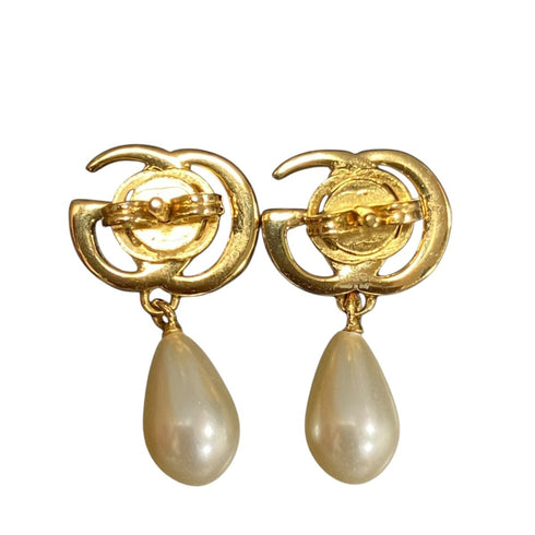 Earrings Pearl Gold-Tone Metal