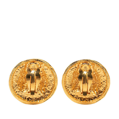 CC Logo Round Clip-On Earrings Metal Gold-Tone Metal