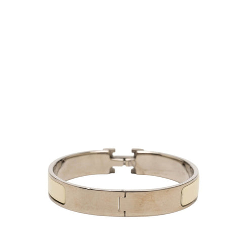 Bracelet Enamel and Metal Silver White