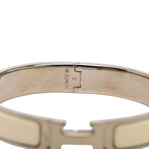 Bracelet Enamel and Metal Silver White