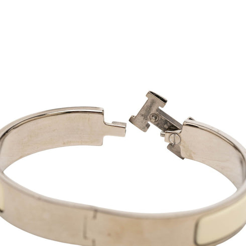 Bracelet Enamel and Metal Silver White