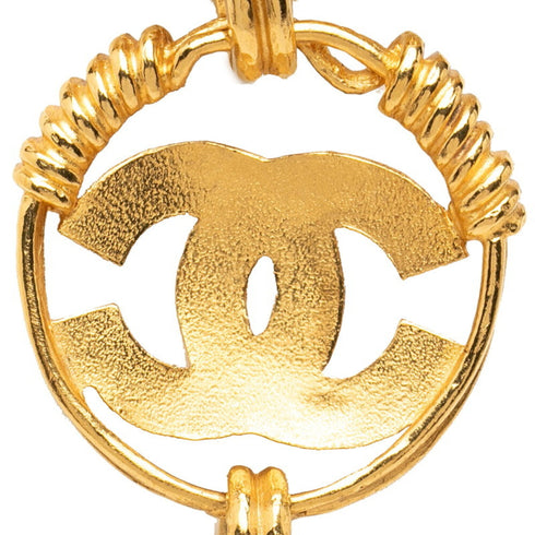 CC Logo Chain Cross Pendant Necklace Metal