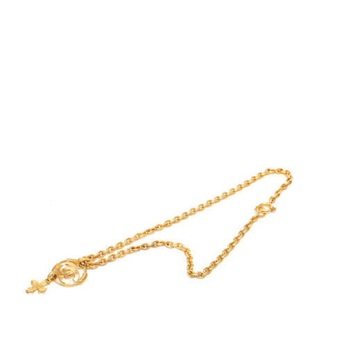CC Logo Chain Cross Pendant Necklace Metal