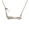 Ribbon Motif Charm Pendant Necklace Metal Silver