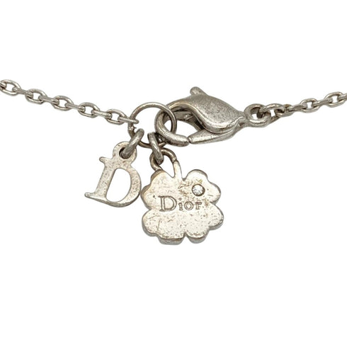 Ribbon Motif Charm Pendant Necklace Metal Silver
