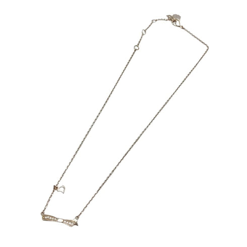 Ribbon Motif Charm Pendant Necklace Metal Silver