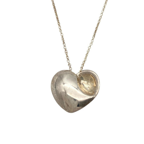 Fold Heart Pendant Necklace Sterling Silver