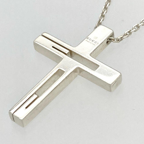 Cutout G Cross Pendant Necklace Sterling Silver