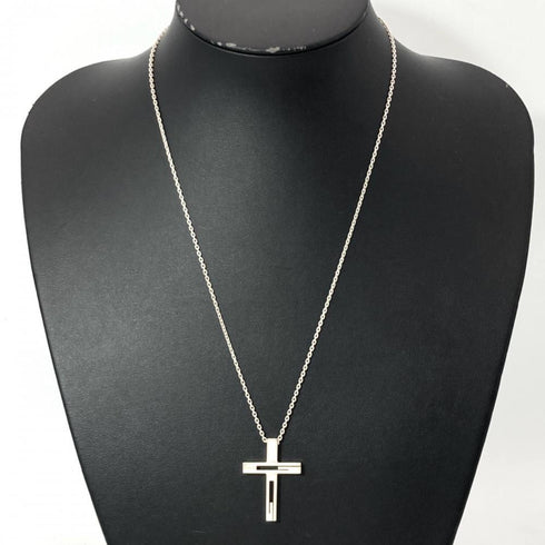 Cutout G Cross Pendant Necklace Sterling Silver