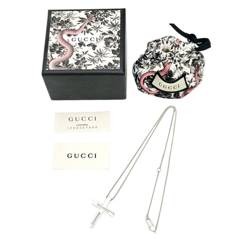 Cutout G Cross Pendant Necklace Sterling Silver