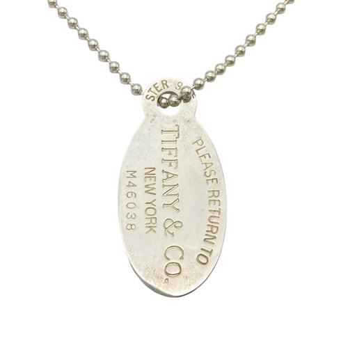 Oval Tag Pendant Necklace Sterling Silver