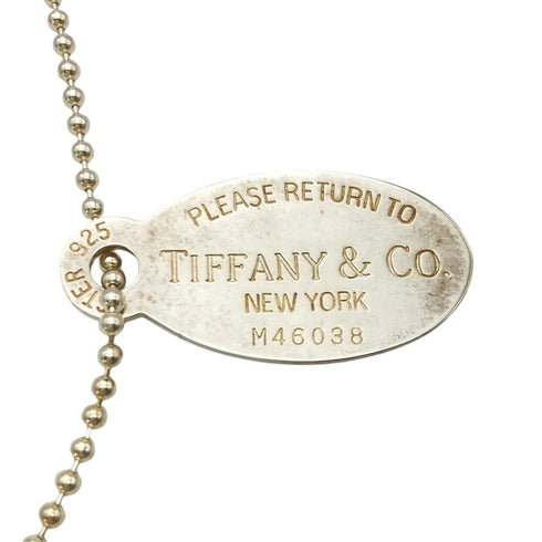 Oval Tag Pendant Necklace Sterling Silver