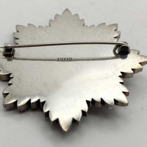 Brooch Silver Metal With Rhinestone