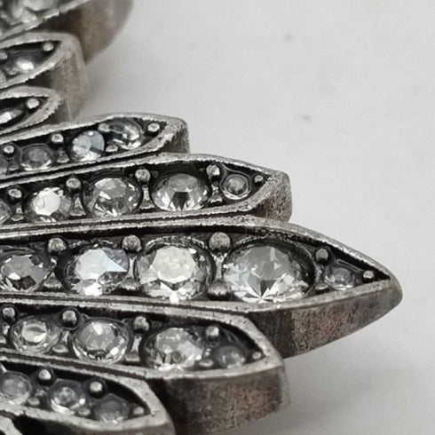 Brooch Silver Metal With Rhinestone