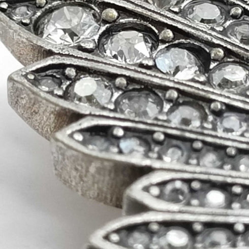 Brooch Silver Metal With Rhinestone