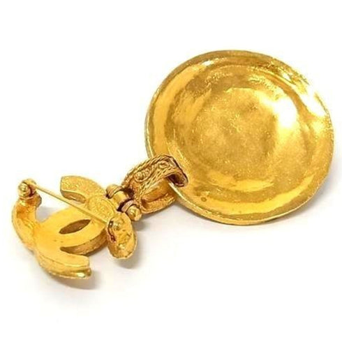 CC Logo Brooch Gold-Tone Metal