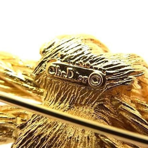 Brooch Gold Metal and Rhinestone Rope Motif