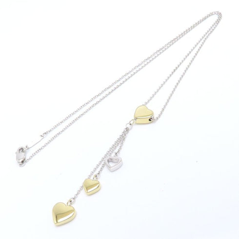 Multi Heart Drop Pendant Necklace 18K Yellow Gold and 18K White Gold