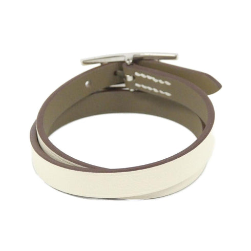 Double Tour Bracelet Swift Leather Etoupe Gray and White