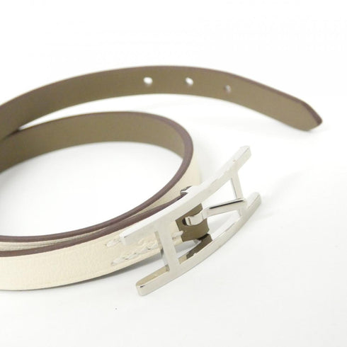 Double Tour Bracelet Swift Leather Etoupe Gray and White