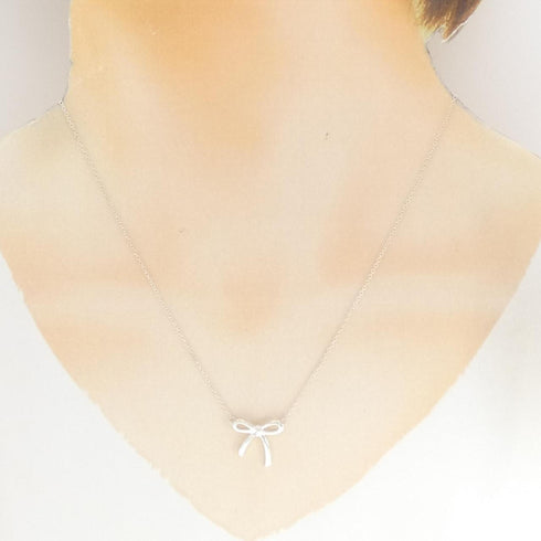 Bow Pendant Necklace Sterling Silver