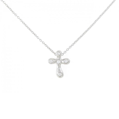 Mini Cross Pendant Necklace Platinum