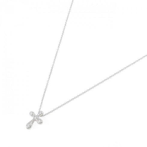 Mini Cross Pendant Necklace Platinum