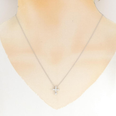 Mini Cross Pendant Necklace Platinum