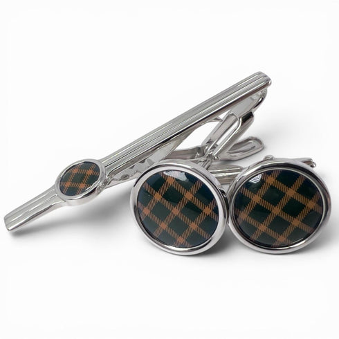 Cufflinks Set Green and Orange Bracelet