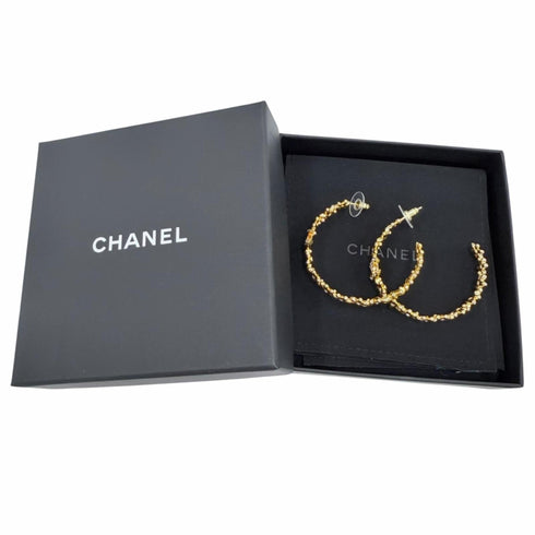 CC Logo Hoop Flower Earrings Metal Gold-Tone Metal