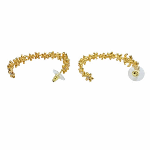 CC Logo Hoop Flower Earrings Metal Gold-Tone Metal