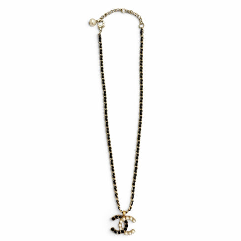 CC Logo Chain Pendant Necklace Gold-Tone Metal