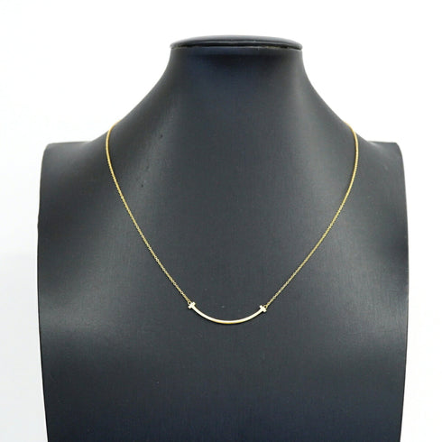 T Smile Pendant Necklace 18K Yellow Gold
