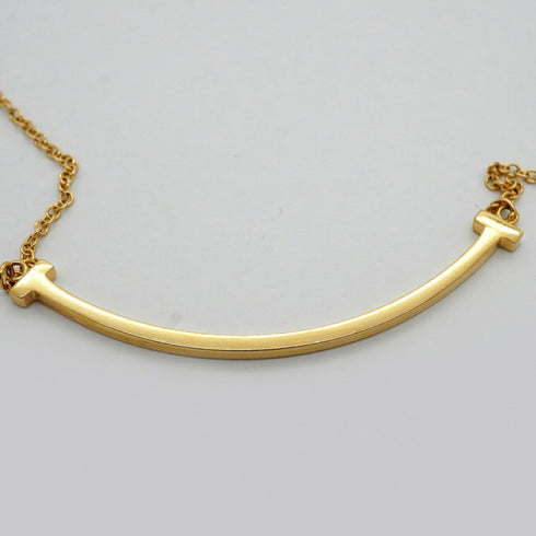 T Smile Pendant Necklace 18K Yellow Gold