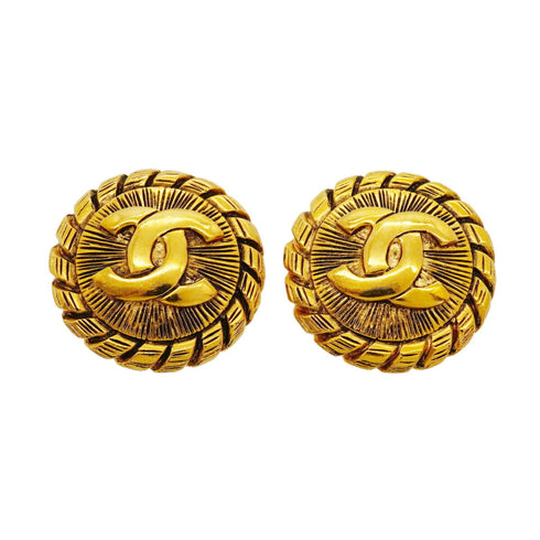 CC Logo Circle Clip-On Earrings Metal Gold-Tone Metal