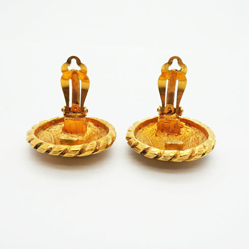 CC Logo Circle Clip-On Earrings Metal Gold-Tone Metal
