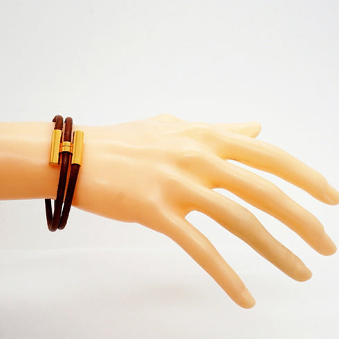 Bracelet Gold and Leather