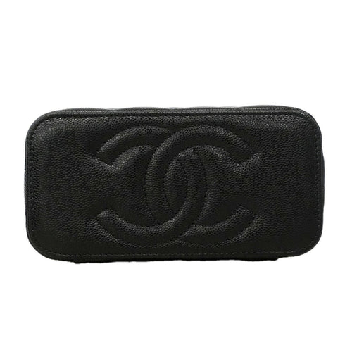 Classic Vanity Case with Chain Quilted Caviar Small