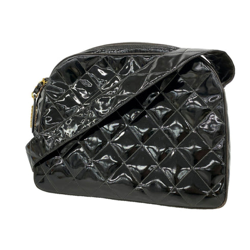 Vintage Camera Tassel Bag Quilted Patent Large
