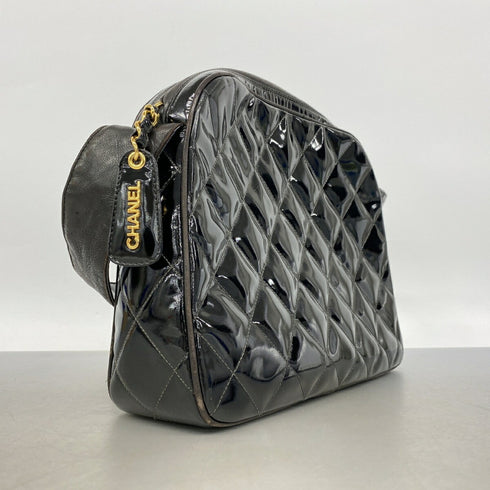 Vintage Camera Tassel Bag Quilted Patent Large