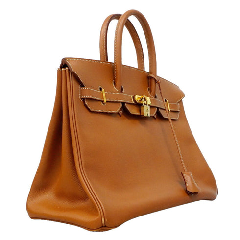 Birkin Handbag Brown Epsom with Gold Hardware 35